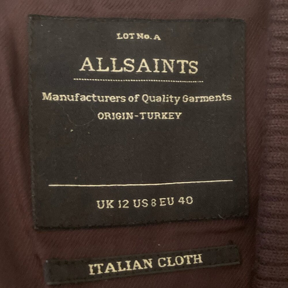 All Saints Size 8 Lucas Varsity Bomber Jacket Woo… - image 4